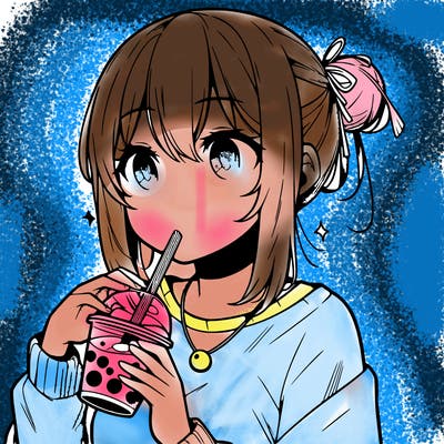 manga character drinking boba