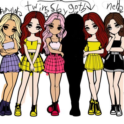 a group of girls realistic