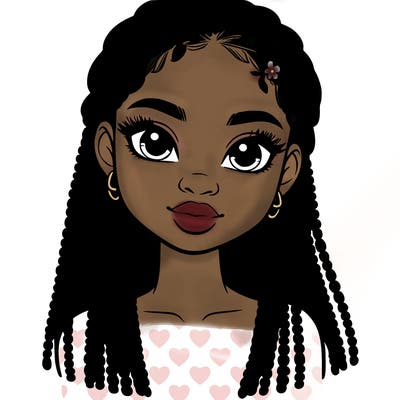 a realistic black girl with braids