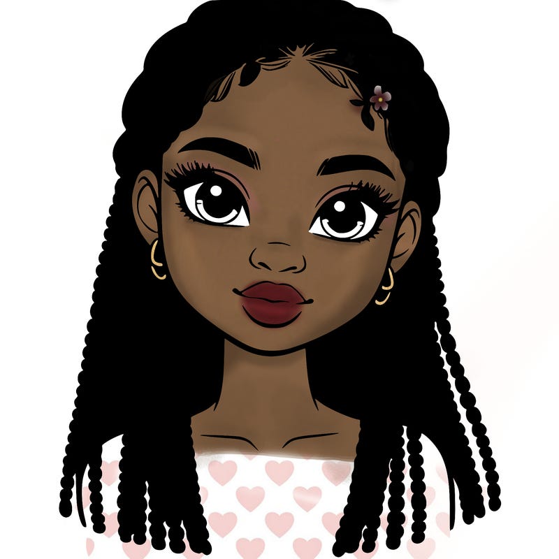 a realistic black girl with braids