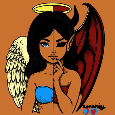 realistic angel half demon