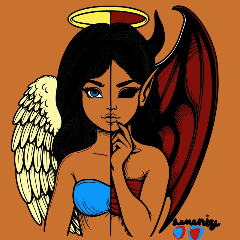 realistic angel half demon