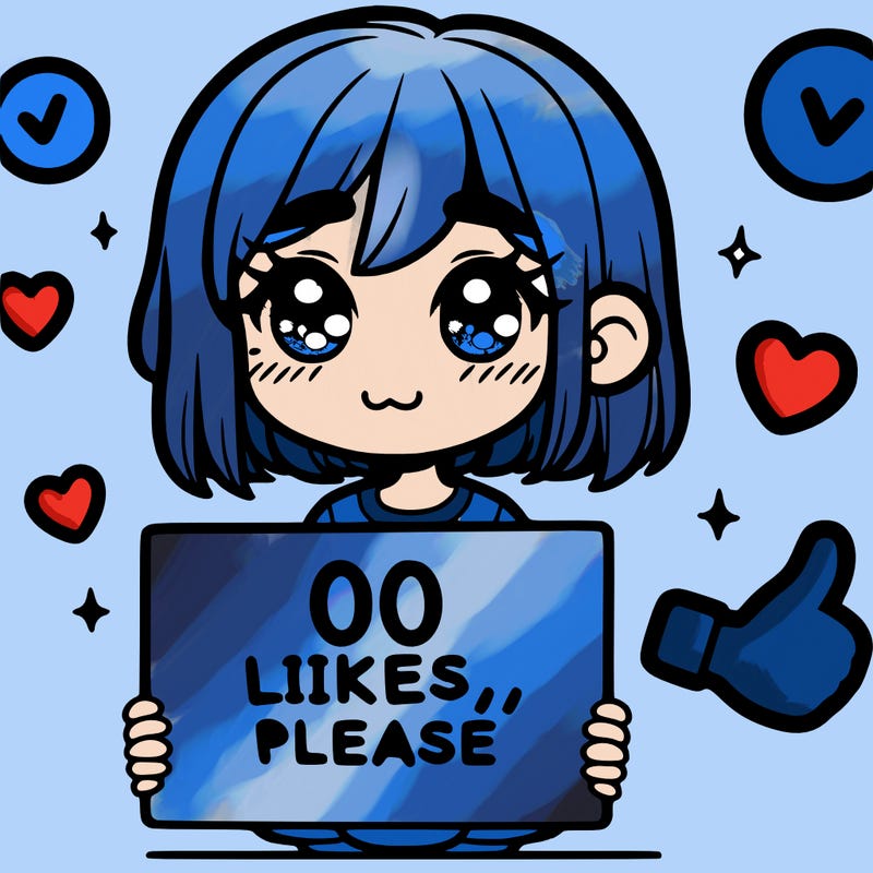 a girl with a sign saying 100 likes, please