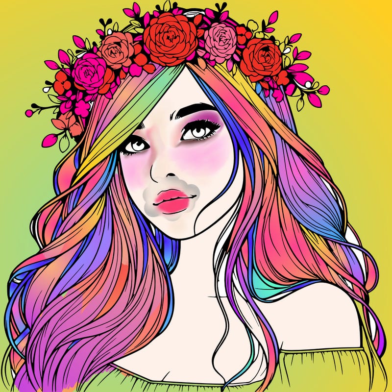 realistic girl with flower crown