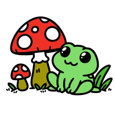 cute froggy with mushroom
