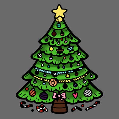 christmas tree with lots of details