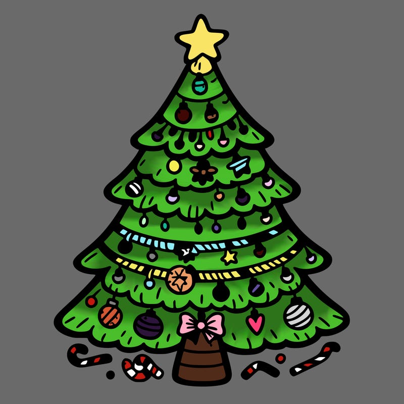 christmas tree with lots of details