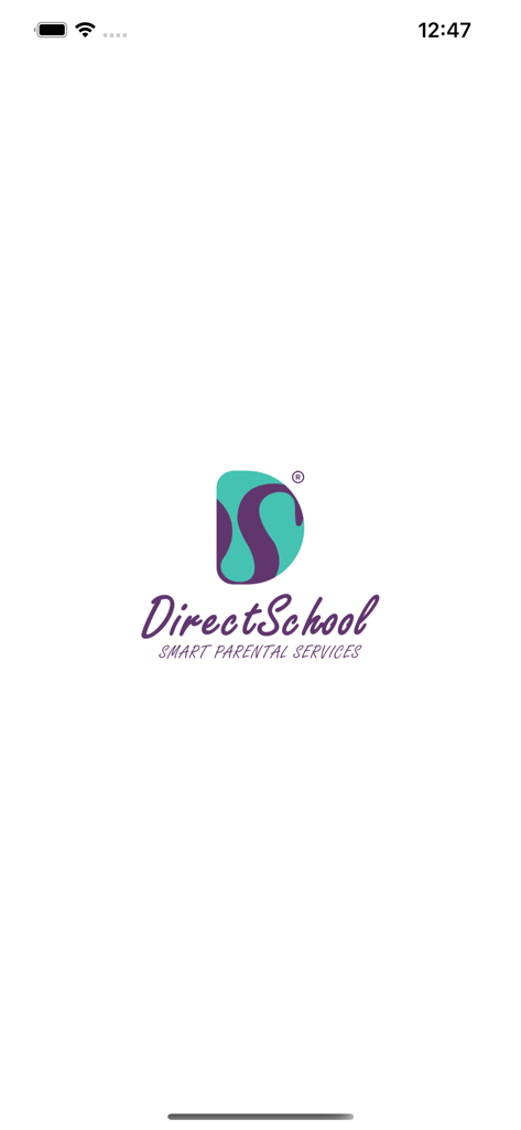 DirectSchool app splash screen with logo and smart parental services tagline