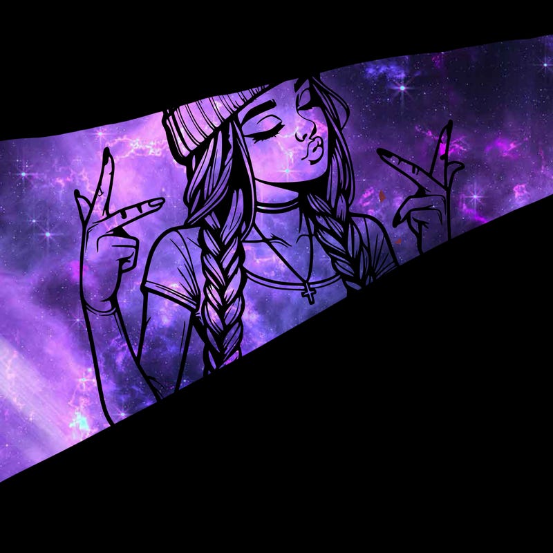 realistic teenage girl with braids and a beanie and crop top doing 🫶🏼