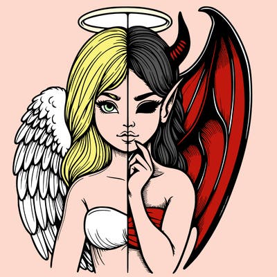 realistic angel half demon