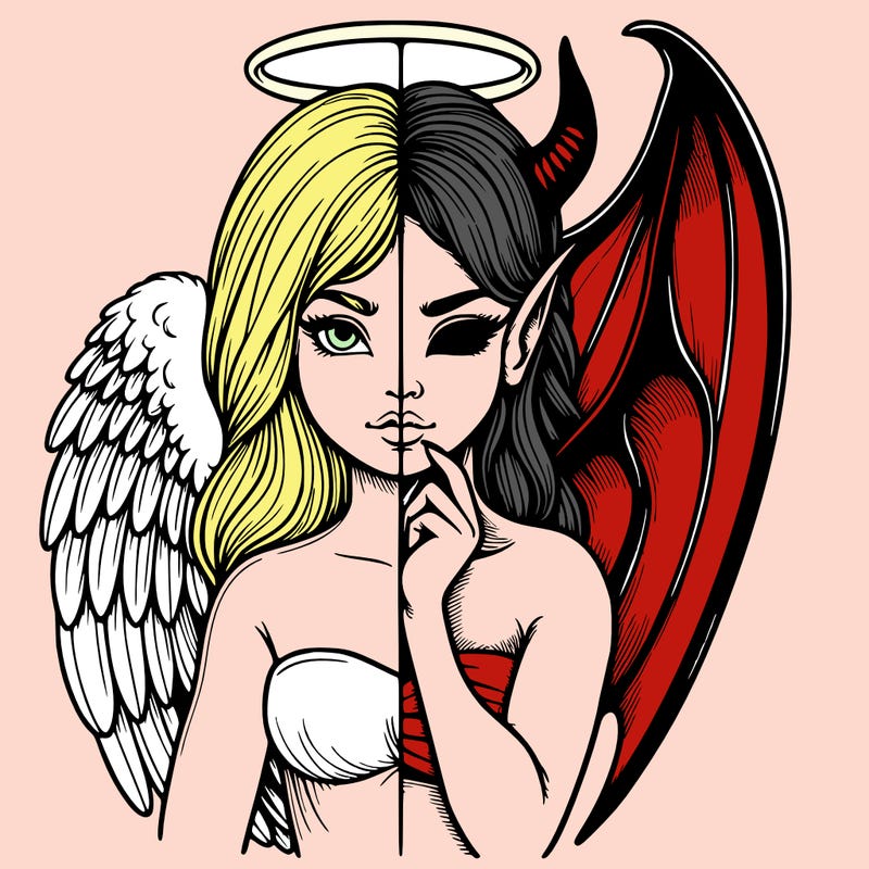 realistic angel half demon