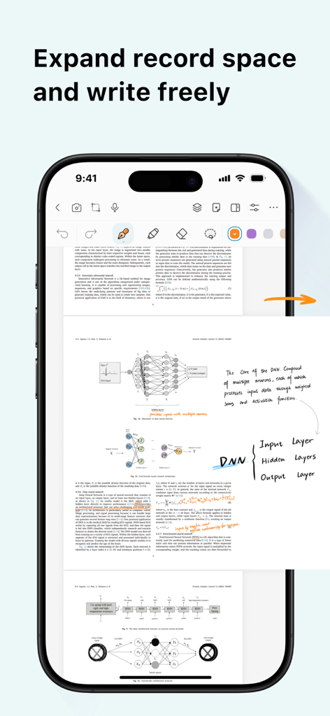 StarNote: Handwriting&PDF - StarNote-App zeigt Seitenvergrößerung für Handschrift und PDF-Annotation.