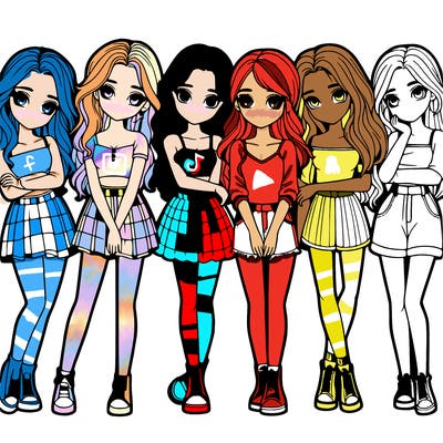 a group of girls realistic