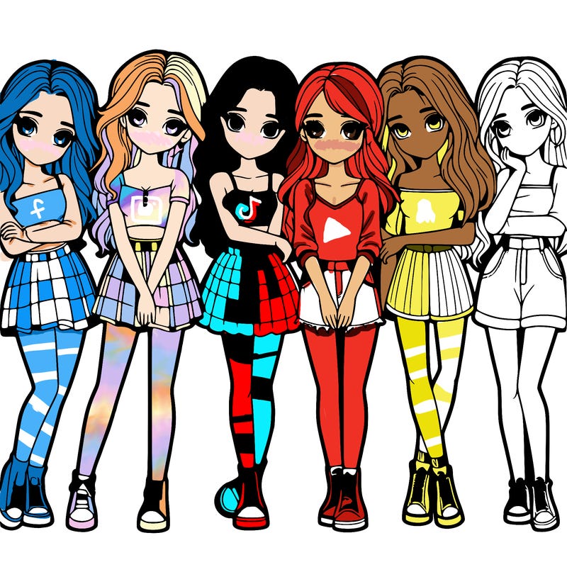 a group of girls realistic