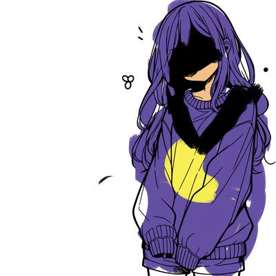 manga teen girl  in a sweater and baggy pants