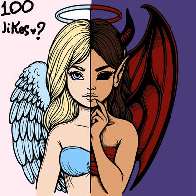 realistic angel half demon