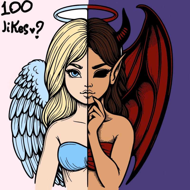 realistic angel half demon