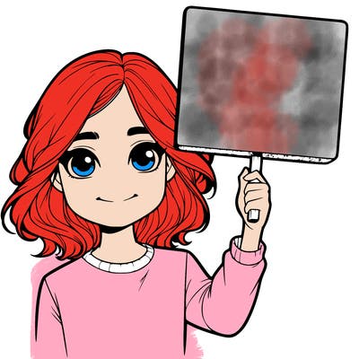realistic girl holding up a sign