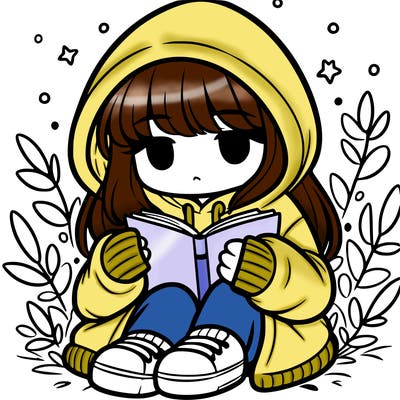 girl in oversized hoodie reading a book