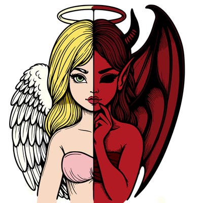 realistic angel half demon