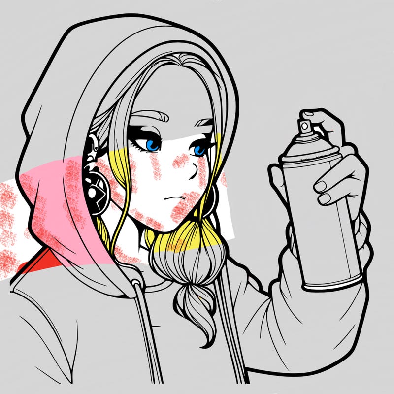 a realistic girl, spray painting