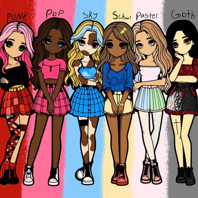 a group of girls realistic