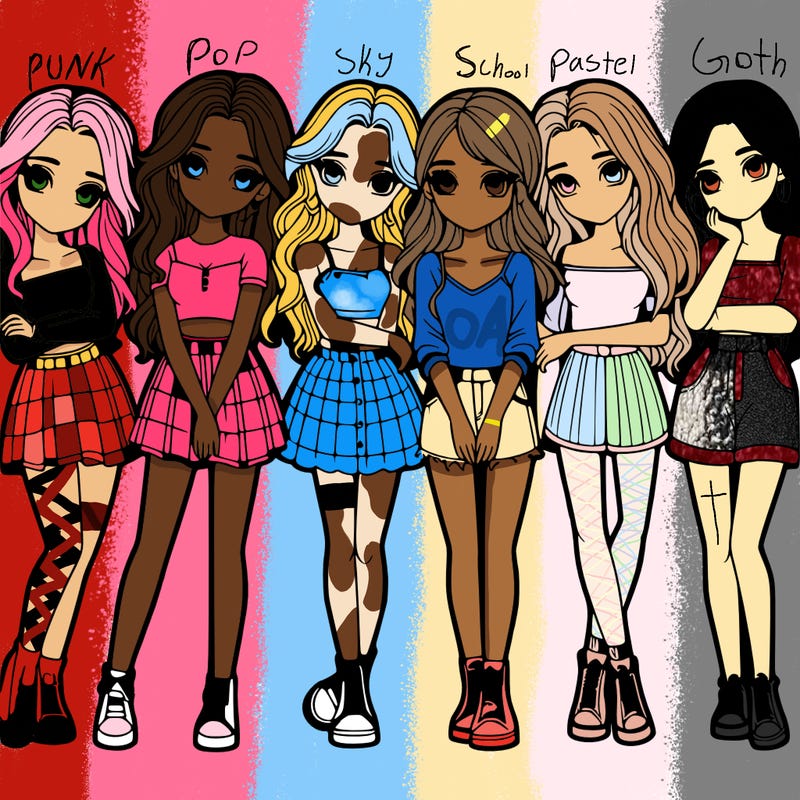 a group of girls realistic