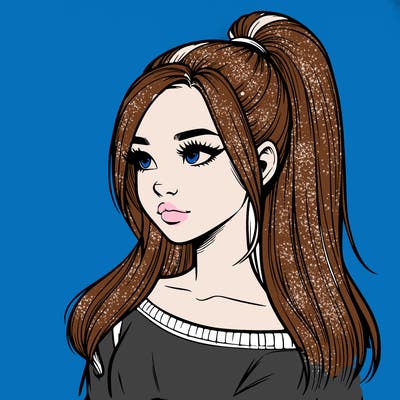 realistic girl with a high ponytail