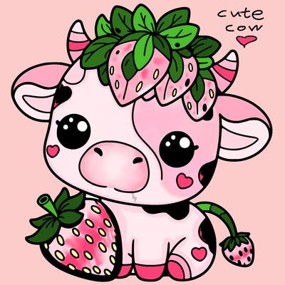 cute strawberry cow