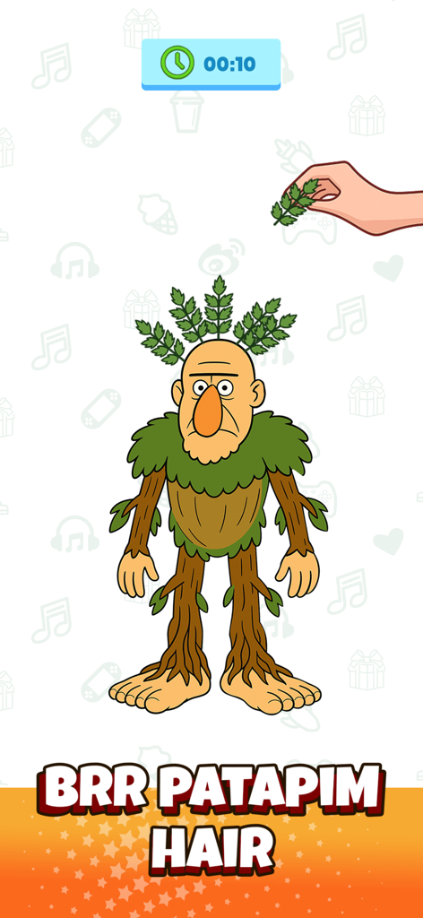 Personaje hombre árbol en el minijuego Brr Patapim Hair de Brainrot Mini Challenge