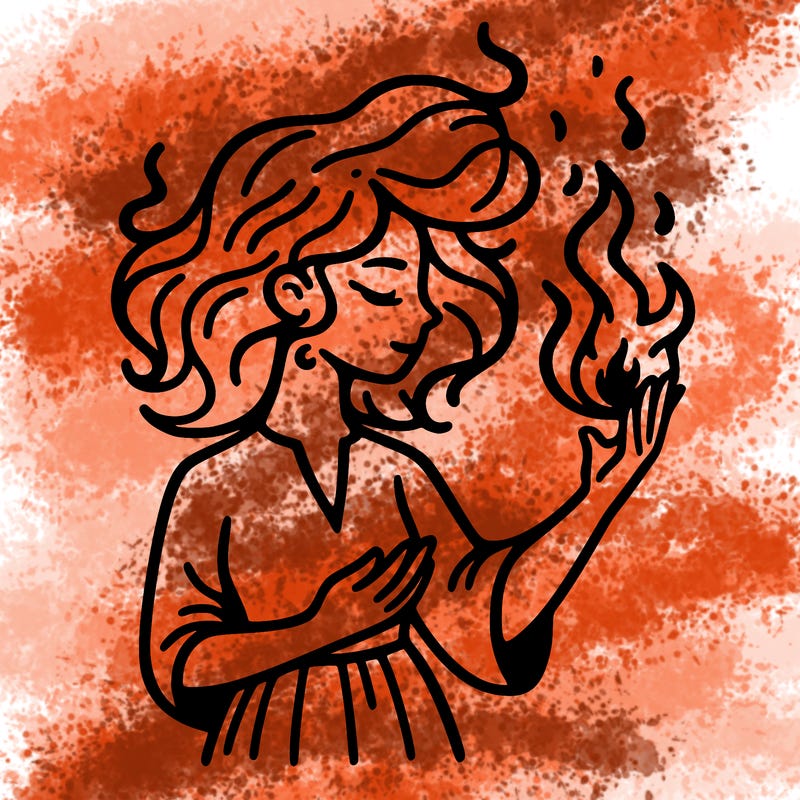 woman with fire