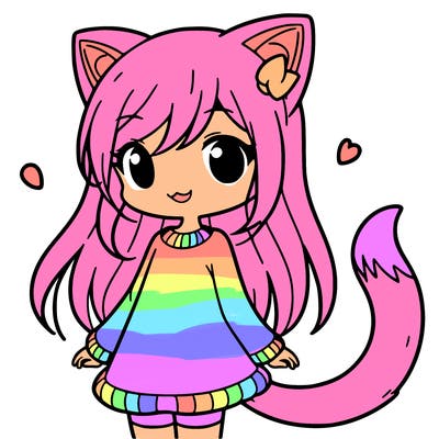 girl with cat ears and tail