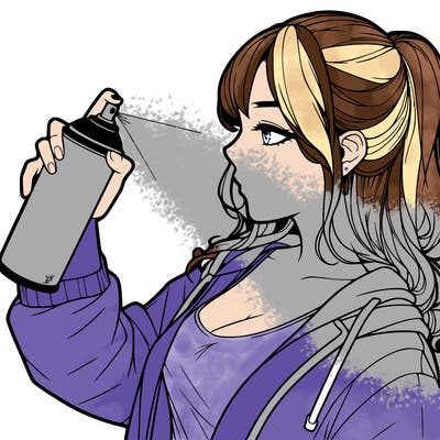 a realistic girl spray, painting