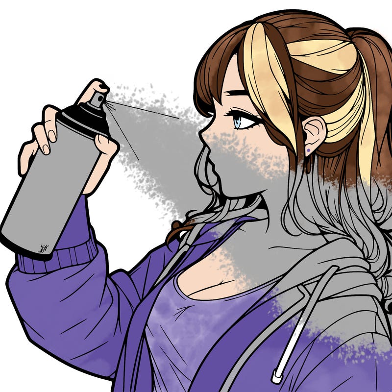 a realistic girl spray, painting