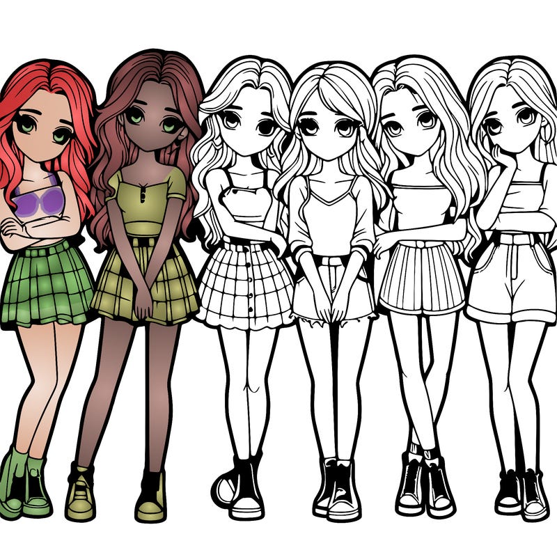 a group of girls realistic