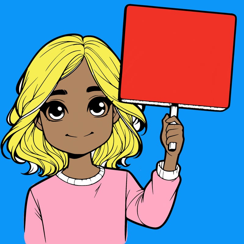 realistic girl holding up a sign