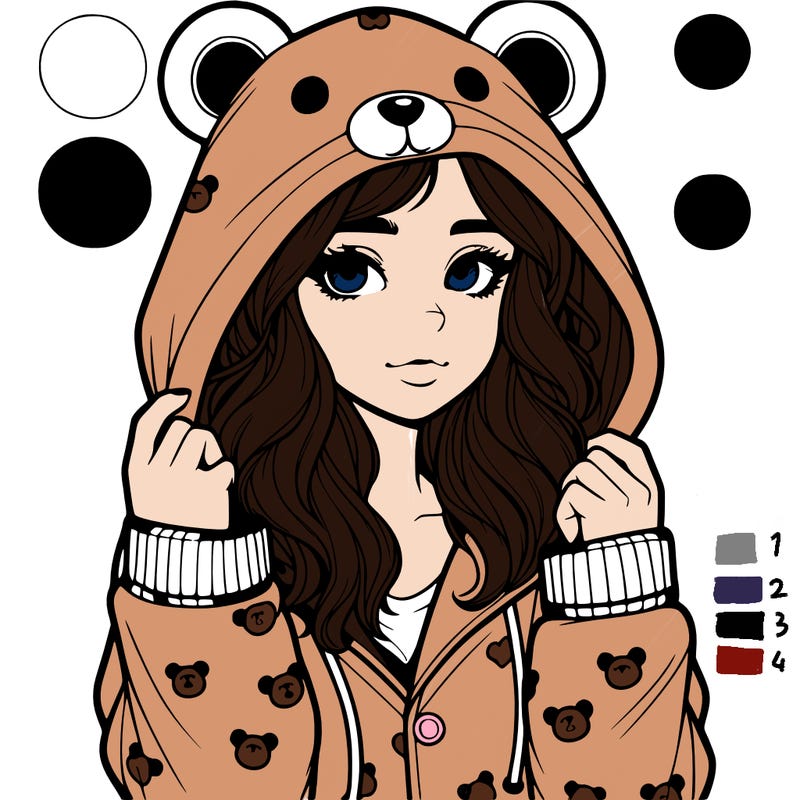 realistic girl in a animal pjs hoodie
