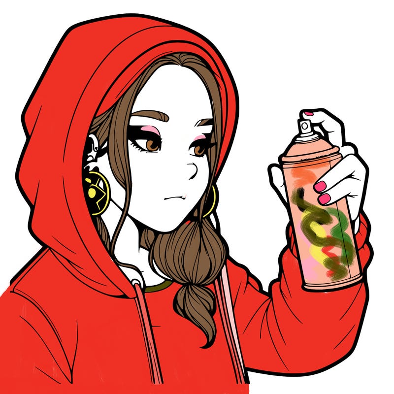 a realistic girl, spray painting