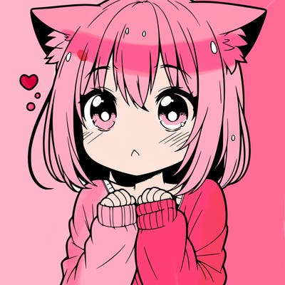 shy anime catgirl