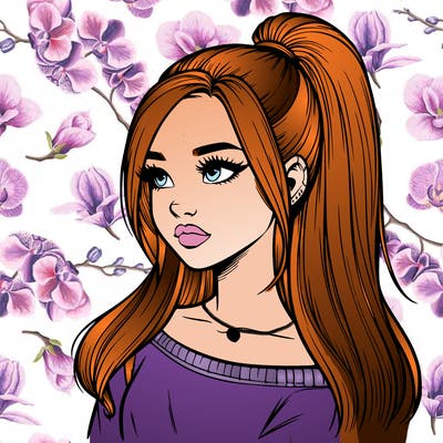 realistic girl with a high ponytail