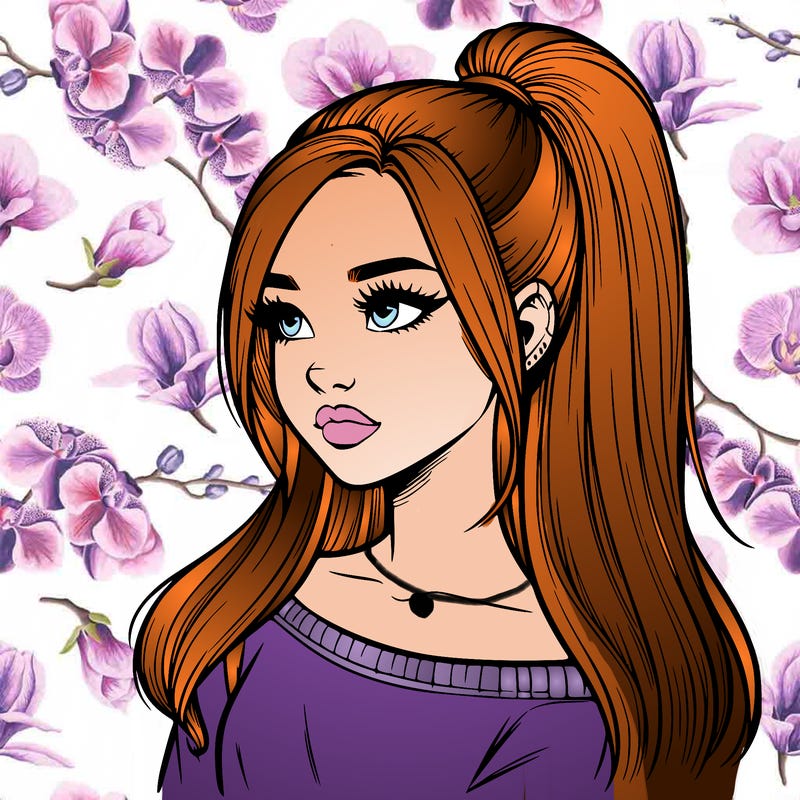 realistic girl with a high ponytail