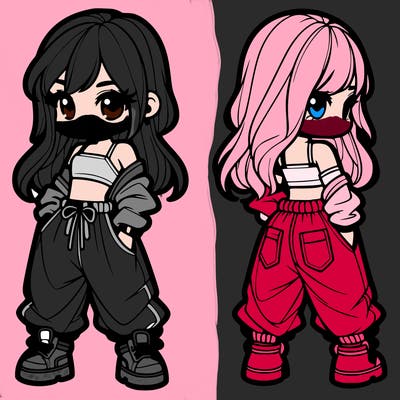 girl in crop top and baggy pants