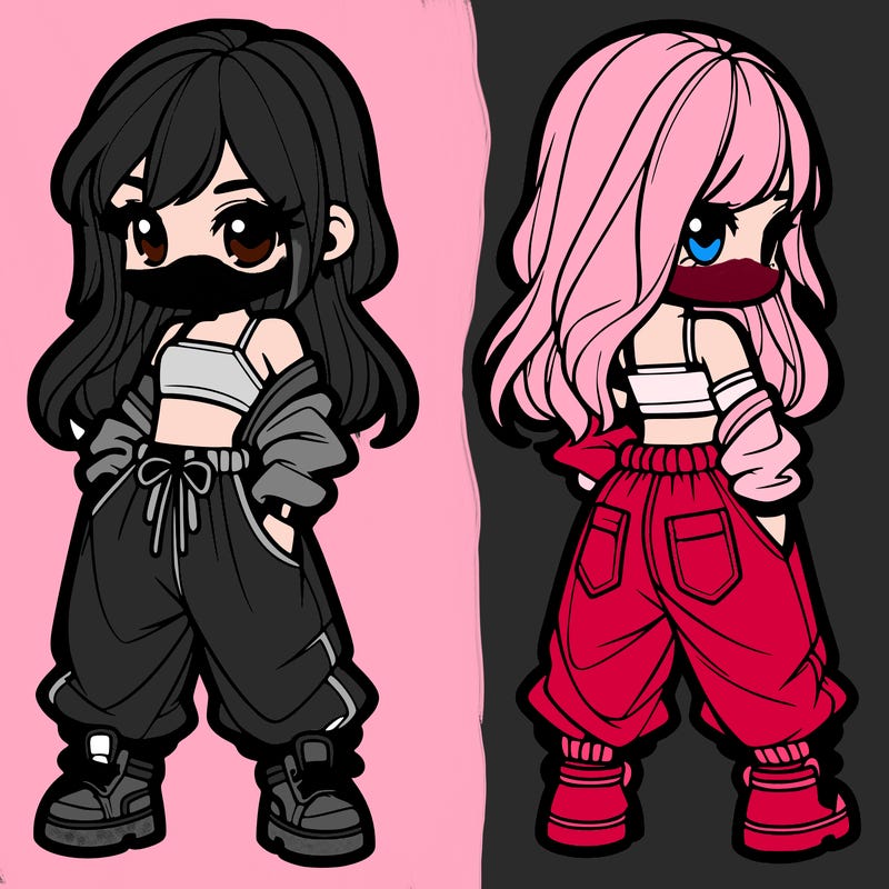 girl in crop top and baggy pants
