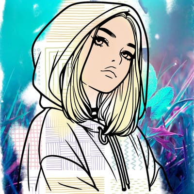 a realistic girl in a hoodie