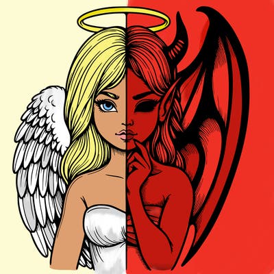 realistic angel half demon