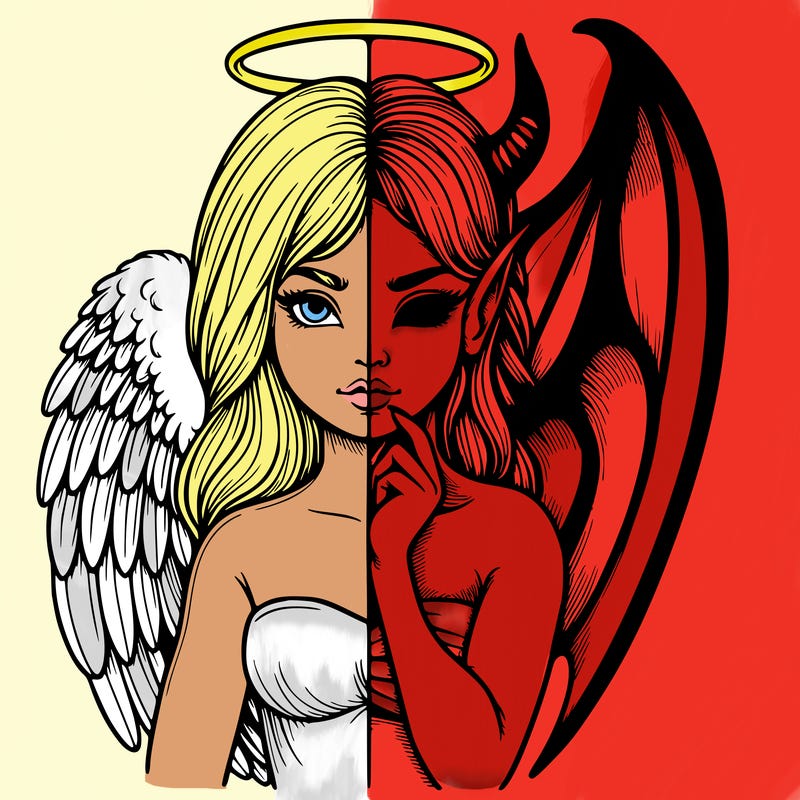 realistic angel half demon