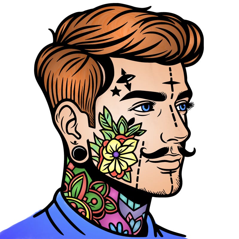 man with face tattoos