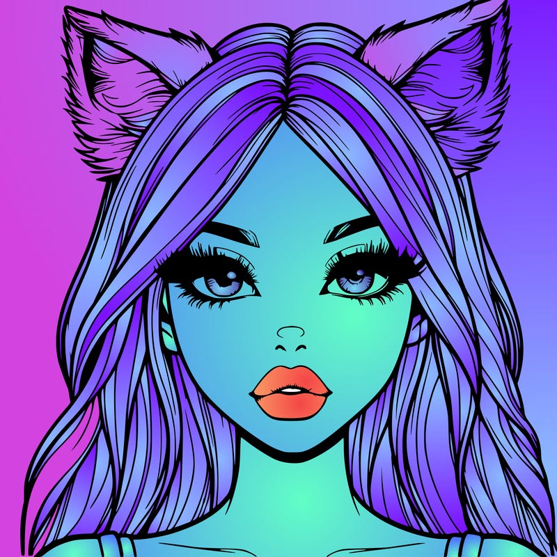 realistic girl with fox ears and realistic lips