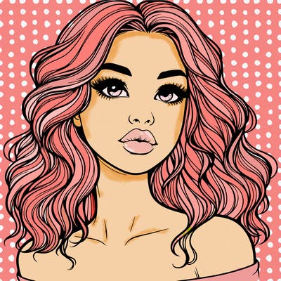 realistic girl with wavy hair and lips