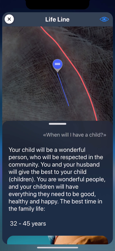 Palmist - Palmist app life line analysis providing AI generated future family predictions